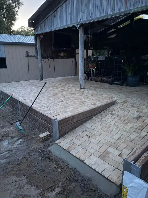 An entertainment area extended with the client's own pavers